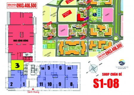HOT - Shop chân đế S1.08 Vinhomes Ocean Park , 75.2m2,Giá 5.46 tỷ