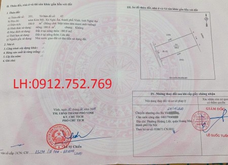 Cần bán gấp đất kinh doanh mặt đường 35m, Nghi Ân, thành phố Vinh, sổ hồng riêng chính chủ