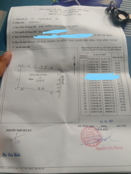 Bán 12.353m2 đất Bình Thuận xã Hồng Thái, Mặt tiền đường, sổ đỏ, pháp lí rõ ràng chính chủ