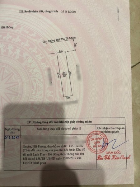 Bán nhà mặt đường Bùi Từ Thiên 2 tầng đúc kiên cố, lô góc giá 3.3 tỷ, hướng Tây Bắc