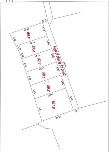 Bán 460m2 đất Mai Xá Thắng Lợi, Thường Tín, mặt tiền 33,49m,chia 7 lô, 6.5 triệu/m2