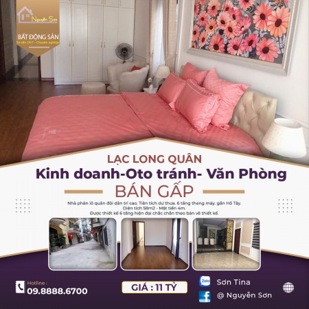 Lạc Long Quân kinh doanh văn phòng thang máy dtsd 54m2 giá bán 11 tỷ gần Hồ Tây