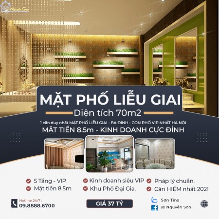 Mặt phố Liễu Giai tiện kinh doanh vip mặt tiền 8.5m diện tích 70m2 giá bán nhanh 37 tỷ