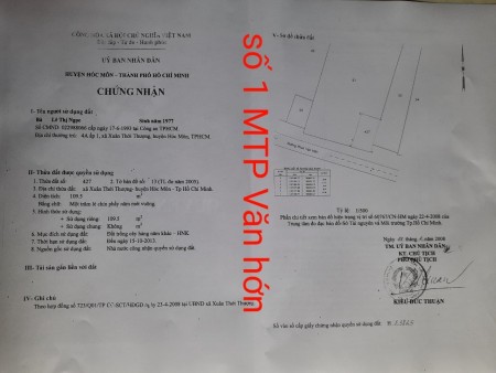 Bán đất mặt tiền Đường Phan Văn Hớn, Xã Xuân Thới Thượng, Hóc Môn, Hồ Chí Minh