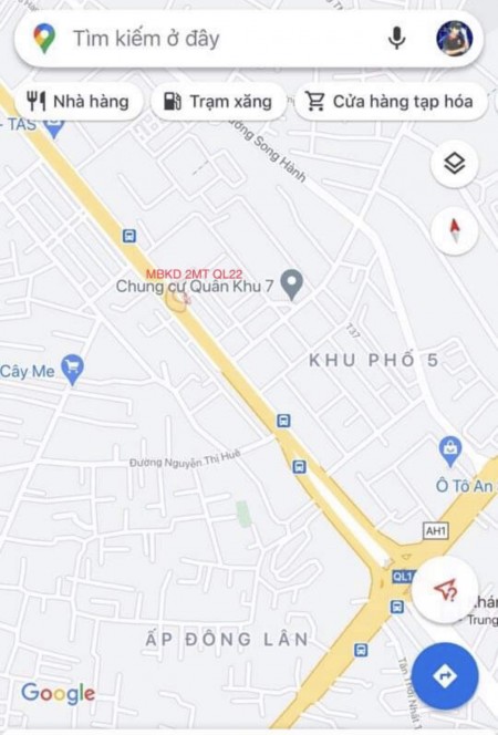 Cho thuê mặt bằng kinh doanh - văn phòng Tầng Trệt - 2 MT- QL22 - hẻm thông xe tải