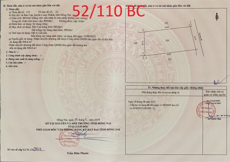 Bán đất xã bàu cạn long thành 809m có 300m thổ cư, sổ hồng riêng giá còn thương lượng