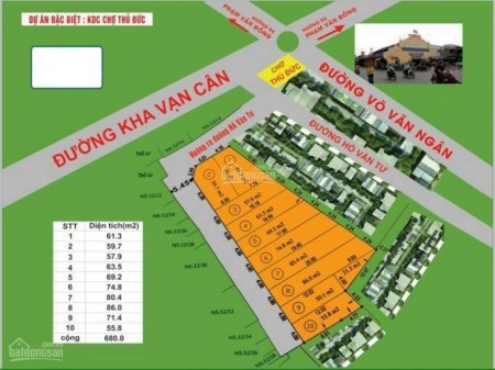 Bán đất đường Hồ Văn Tư, phường Trường Thọ, TP.Thủ Đức. Gần chợ Thủ Đức. 5,2 tỷ 61m2