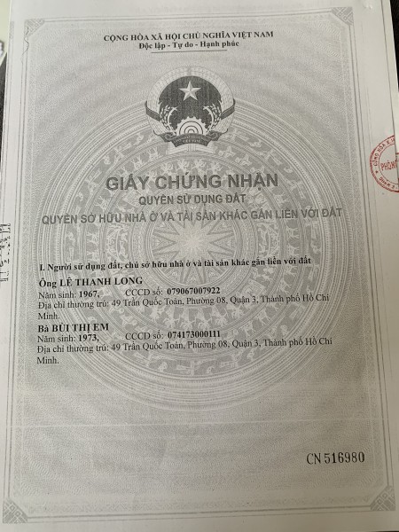 Chính chủ cần bán nhà 6m X 8m số 49 Trần Quốc Toản kiên cố gồm hầm trệt lững 4 lầu và sân thượng