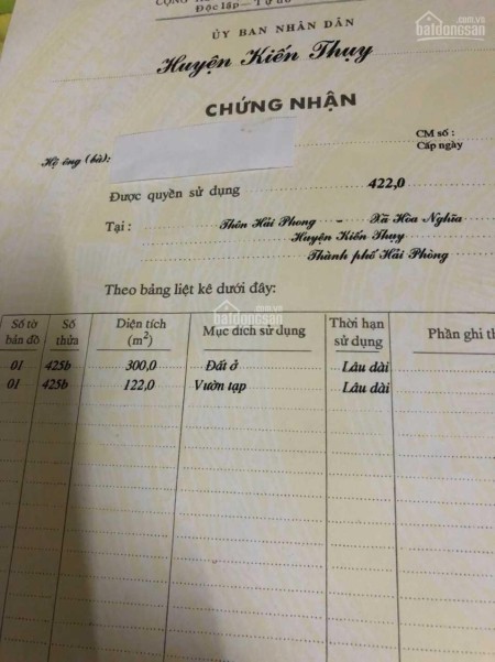 Bán gấp 422m2 đất mặt tiền tại phường Hoà Nghĩa Dương Kinh, Hải Phòng, giá bán 6.33 tỷ