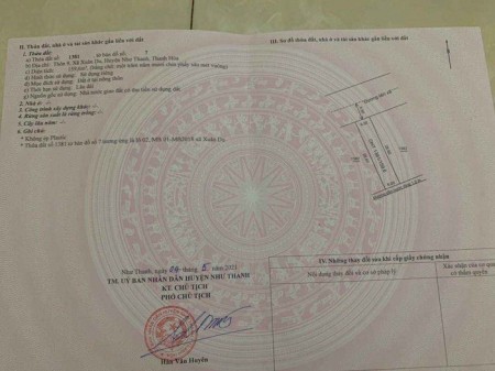 Chính chủ Cần bán lô Xuân Du Như Thanh, Thanh Hóa