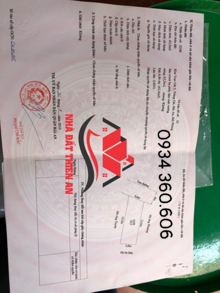 Bán gấp lô đất diện tích 63m2 giá 22.5 triệu/m2 tại ngõ Cát Vũ, Tràng Cát, Hải An lhcc
