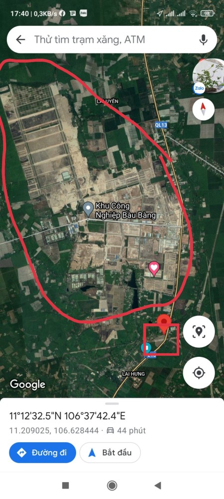 Bán lô đất 1165m2, ngay chợ lai khê Bàu Bàng 1 triệu 3 /m2