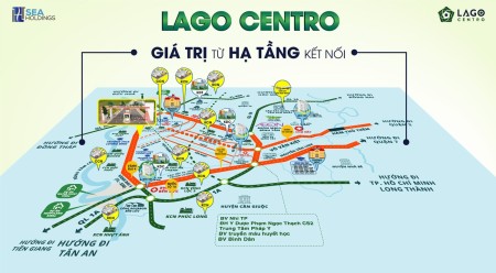 Lago Centro Bến Lức Mặt Tiền Vành Đai 4, Sổ Đỏ Có Sẵn, Thổ Cư 100% ngân hàng hỗ trợ