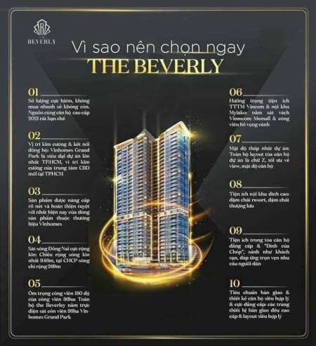 Giá cực rẻ cho khu Căn Hộ cao cấp Beverly tại Vinhomes Grand Park - chỉ từ 55tr/m2