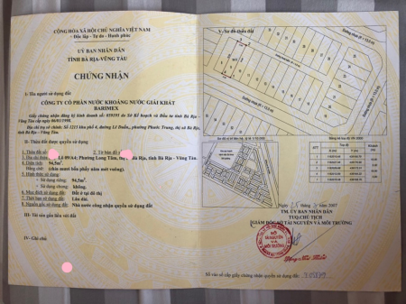 Cần bán lô đất thổ cư trung tâm thành phố Bà Rịa liện hệ 0985994314 giá bán 2.28 tỷ