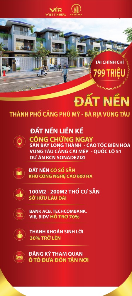 Bán đất nền liên kế chợ Châu Pha Phía Sau Cây Xăng Số 6 có sổ hồng, hỗ trọ vay ngân hàng