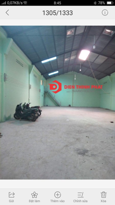 Cho thuê kho xưởng mới xây đường Hương Lộ 2 quận Bình Tân 10mx30 giá 25tr lh 0938807368