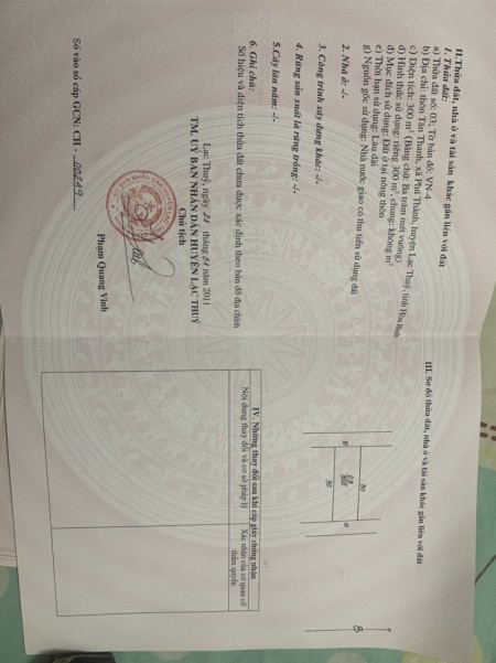 Xã Phú Thành, Lạc Thủy, Hòa Bình diện tích 300m2 giá 7500 Triệu/m2