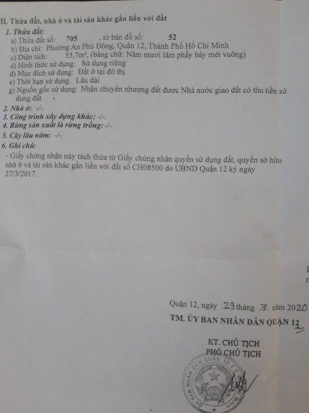 Chính chủ bán đất hẻm xe hơi 1 xẹt Vườn Lài phường An Phú Đông giá bán 3.7 tỷ