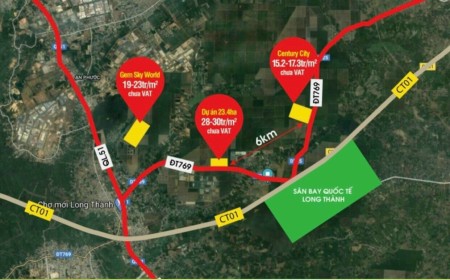 Bán đất nền dự án mặt tiền DT769 - Century City Đồng Nai cách sân bay 2km