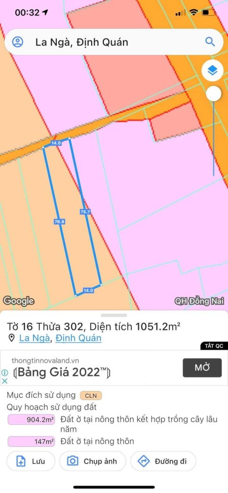 Chủ cần bán 14*75 mặt tiền bê tôngquy hoạch đất ở nông thôn. Cách nhựa chính 70m, sát khu dân cư