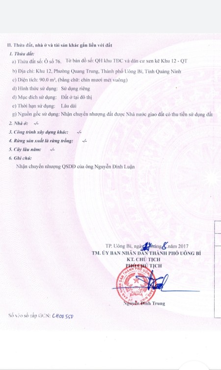 Cần bán mảnh đất khu 12 Quang Trung - Uông Bí Quảng Ninh giá bán 2.07 tỷ, pháp lý đủ