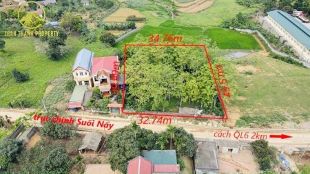 Bán nhanh lô đất 1500m2 mặt tiền Vám Đường trục chính hơn 30m, tại hoà Sơn Lương Sơn giá rẻ