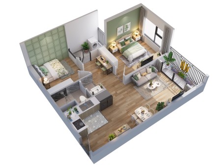 Chuyển nhượng CH Vinhomes Smart City 2PN 2WC rộng 55m2 hướng Tây Nam