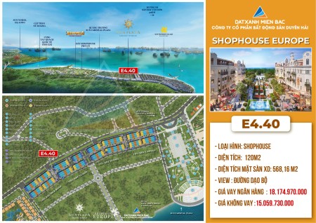 Cắt lỗ chính chủ căn Shophouse Sun Europe hỗ trợ lãi suất, tiện ích đẳng cấp, khu dân cư