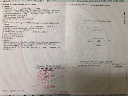 Bán nhà chung cư Sóng Thần, C617 Đại lộ Độc Lập, Phường Dĩ An, TP.Dĩ An, Bình Dương.