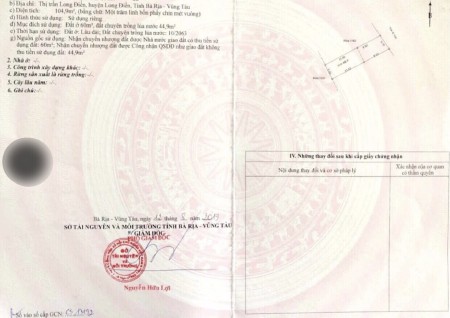 Bán đất mặt tiền đường 44A TT.Long Điền nhỉnh 2 tỷ sổ đỏ chính chủ, giá tốt đầu tư