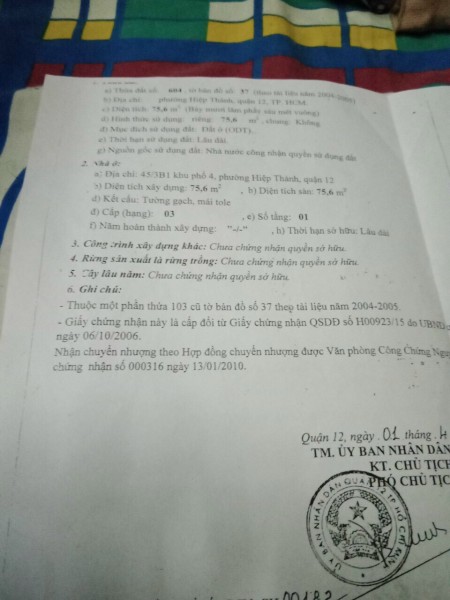 Bán nhà sổ hồng riêng đường Hiệp Thành 45 Quận 12 liên hệ 0968054567 đầu tư sinh lời