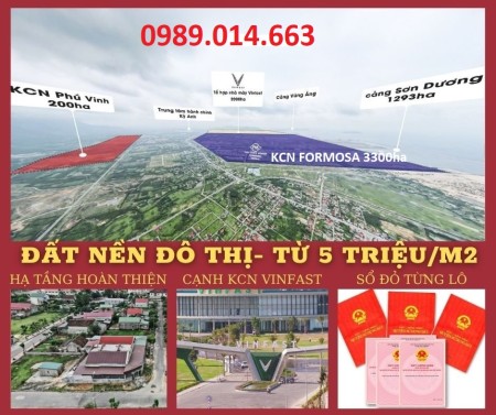 Đầu tư đất đô thị ven biển 100% sổ đổ gần khu công nghiệp ô tô điện Vinfast, khu dân cư