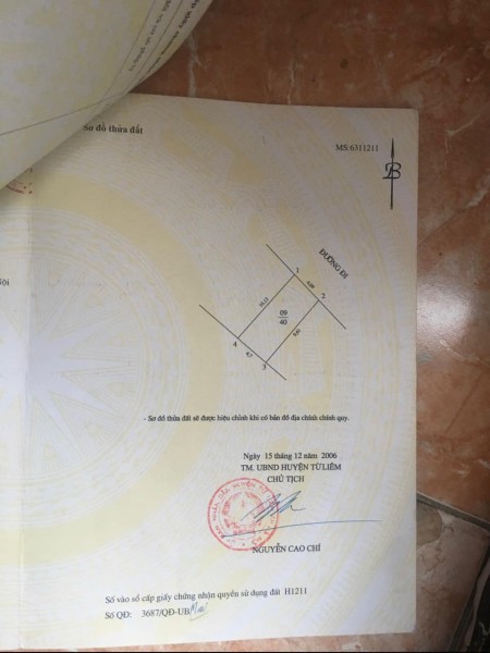 Bán nhà tặng đất phố Đồng Mê Mễ Trì Quận Nam Từ Liêm, liên hệ 0912237306, sổ nở hậu