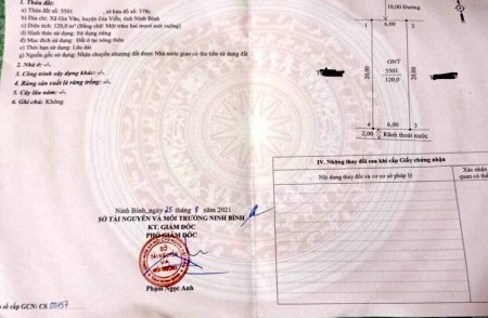 Chính chủ cần bán lô đất đấu giá Gia Vân Gia Viễn Ninh Bình liên hệ 0989398622