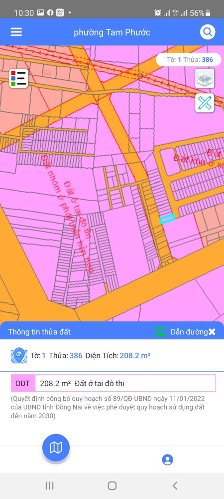 Bán đất đẹp full thổ cư 208m2 Tam Phước, Biên Hòa, Đồng Nai, giá rẻ đầu tư