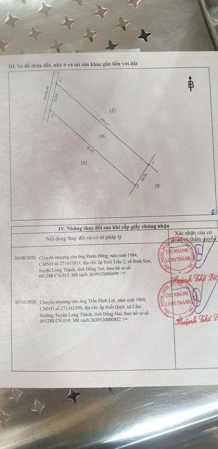 Bán đất Xã Bình Sơn, Long Thành, Đồng Nai liên hệ 0913671797, pháp lý rõ ràng