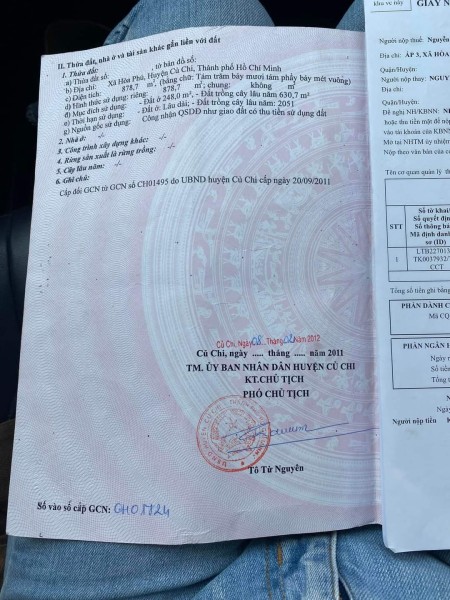 Bán đất mặt tiền đường Bến Than, xã Hòa Phú, huyện Củ Chi diện tích 878 mét vuông