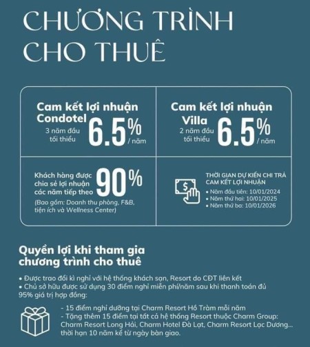 Căn hộ sát biển Charm Hồ Tràm, full nội thất, TT chỉ 588tr - cam kết LN tối thiểu 19.5% trong 3 năm