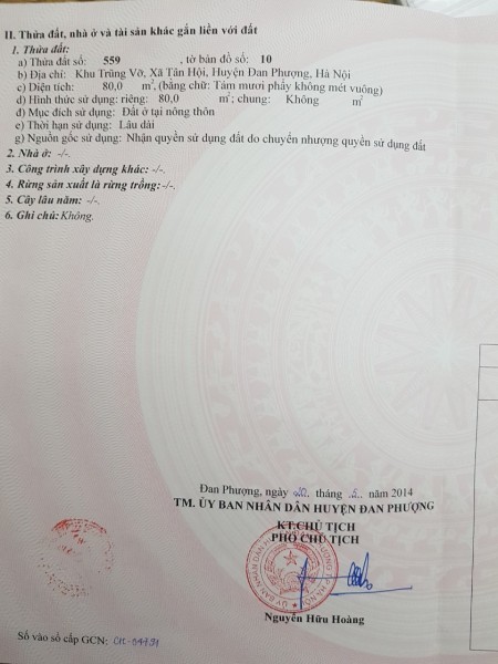 Chính chủ bán ô đất 80m2 khu phân lô Trũng Vỡ, Tân Hội, đường lớn xe vào tận nơi, giá tốt