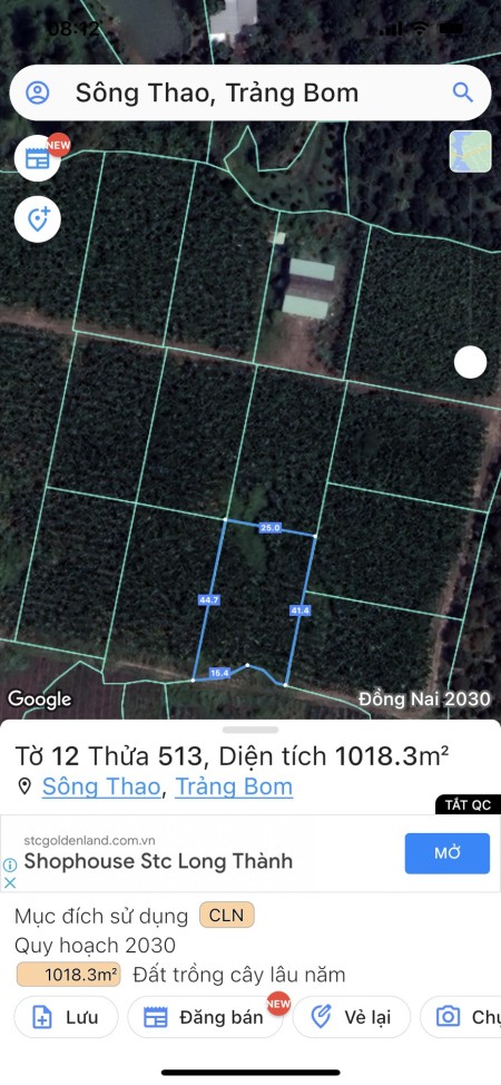 Cần bán gấp đất tại xã Sông Thao huyện Trảng Bom giá tốt đầu tư sinh lời 980 triệu/sào