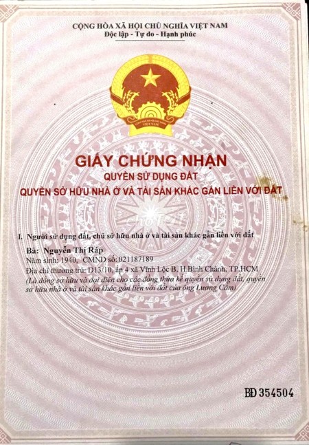 Bán nhà hẻm xe hơi Nguyễn Thị Tú, Vĩnh Lộc B huyện Bình Chánh liên hệ 0937522979