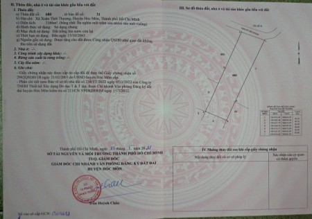 Cần bán ngay miếng đất tại xã Xuân Thới Thượng, huyện Hóc Môn, lh 0985034219
