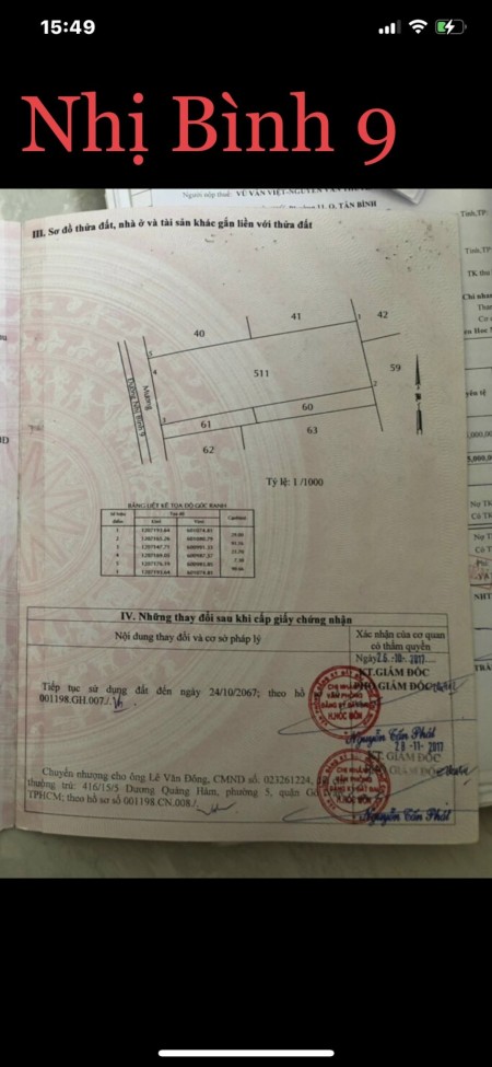 Bán 2633.9m2 đất vườn MT Nhị Bình 9 Hóc Môn giá bán 27 tỷ, thương lượng, lh 0908319507