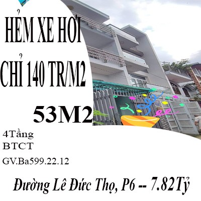 Nhà 4 tầng đúc bê tông Lê Đức Thọ Gò Vấp xe hơi ngủ trong nhà dân trí cao, giá chỉ 140 triệu đồng/m²