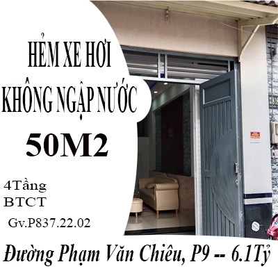 Bán nhà nguyên căn hẻm xe hơi Phạm Văn Chiêu Gò Vấp, nhà mới đúc kiên cố 4 tầng, giá tốt