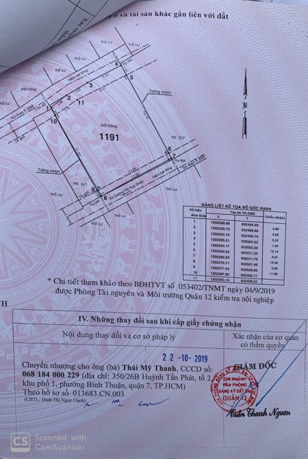 Cần Bán lô đất mặt tiền nội bộ Phường Thạnh Lộc, Quận 12 full thổ cư giá đầu tư