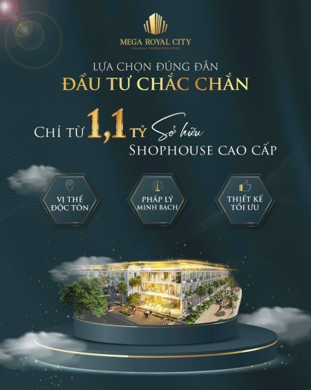 Cơ hội đầu tư shophouse nằm ngay tại trung tâm thành phố chỉ từ 1.1 tỷ, giá tốt