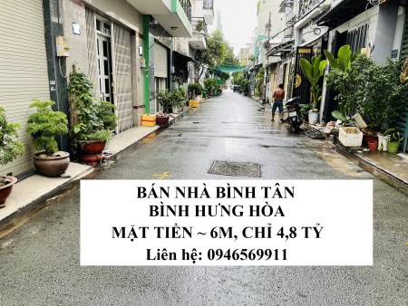 Bán nhà Bình Tân Bình Hưng Hoà hẻm 5m ra vào thoải mái mặt tiền 6m, dt 65m2, giá 4.8 tỷ