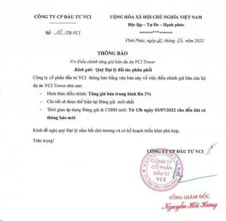 Chung cư VCI Tower chuẩn bị tăng giá 3%, giá tốt đầu tư sinh lời cao